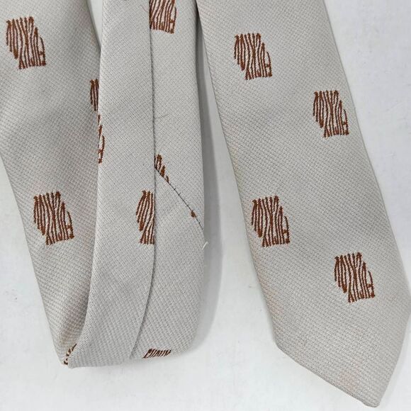 VINTAGE FRENCH F*** YOU CUSS SWEAR DESIGN NYLON TIE TAN BROWN TEXTURED 4" X 54" - Picture 4 of 4